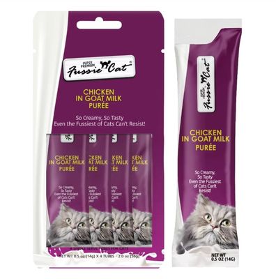 Fussie Cat Super Premium Chicken in Goat Milk Puree 4 Tubes 2 oz