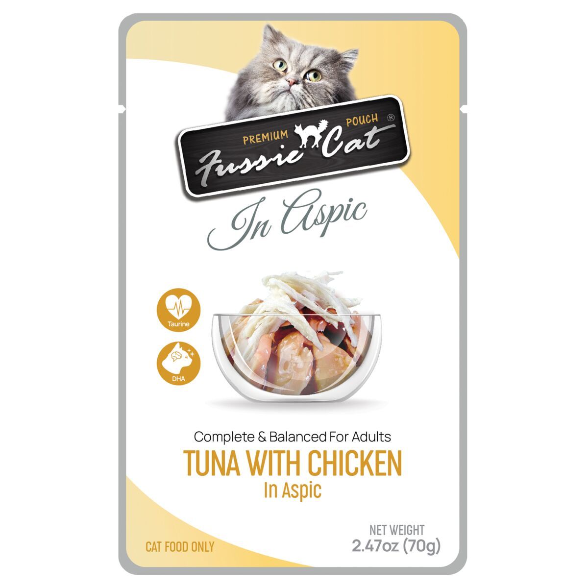Fussie Cat Tuna with Chicken in Aspic Pouch Wet Cat Food 2.47 oz Case of 12 single