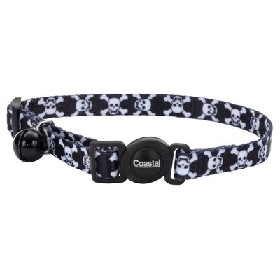Coastal Safety Cat Collar Breakaway Adjustable 3/8&quot; Skull Black