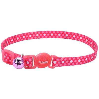 Coastal Safety Cat Collar Breakaway Adjustable 3/8&quot; Pink Polka Dots