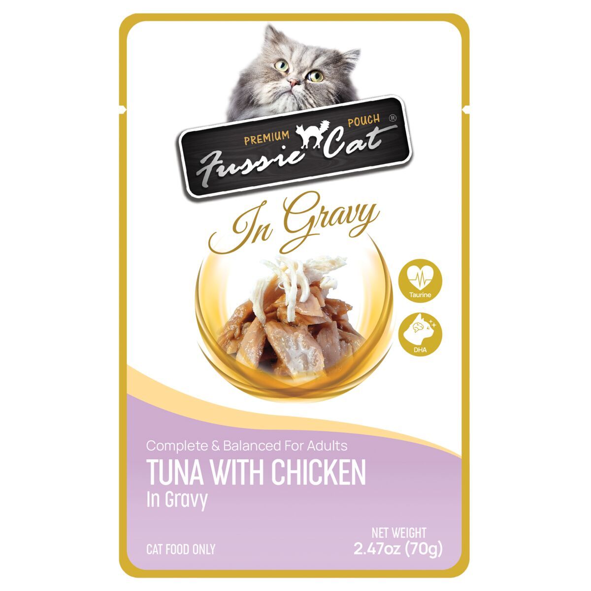 Fussie Cat Tuna with Chicken in Gravy Pouch Wet Cat Food 2.47 oz single