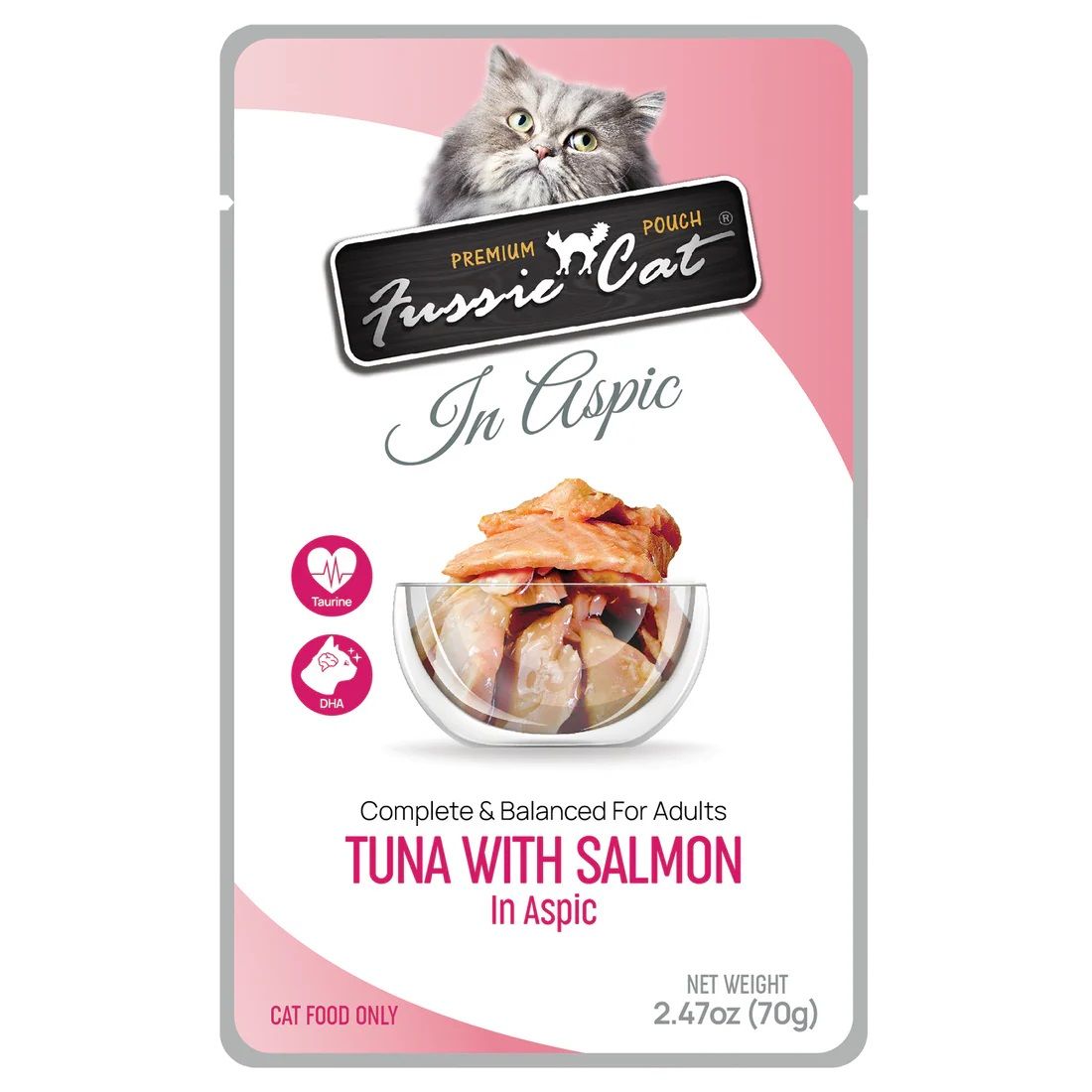 Fussie Cat Tuna with Salmon in Aspic Pouch Wet Cat Food 2.47 oz single