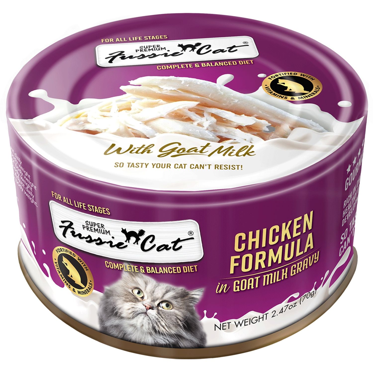 Fussie Cat Can Super Premium Chicken Formula in Goat Milk 2.47oz Case of 24