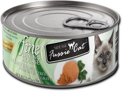 Fussie Cat Fine Dining Mousse Oceanfish with Pumpkin Entrée Cat Food 2.47oz Case of 24