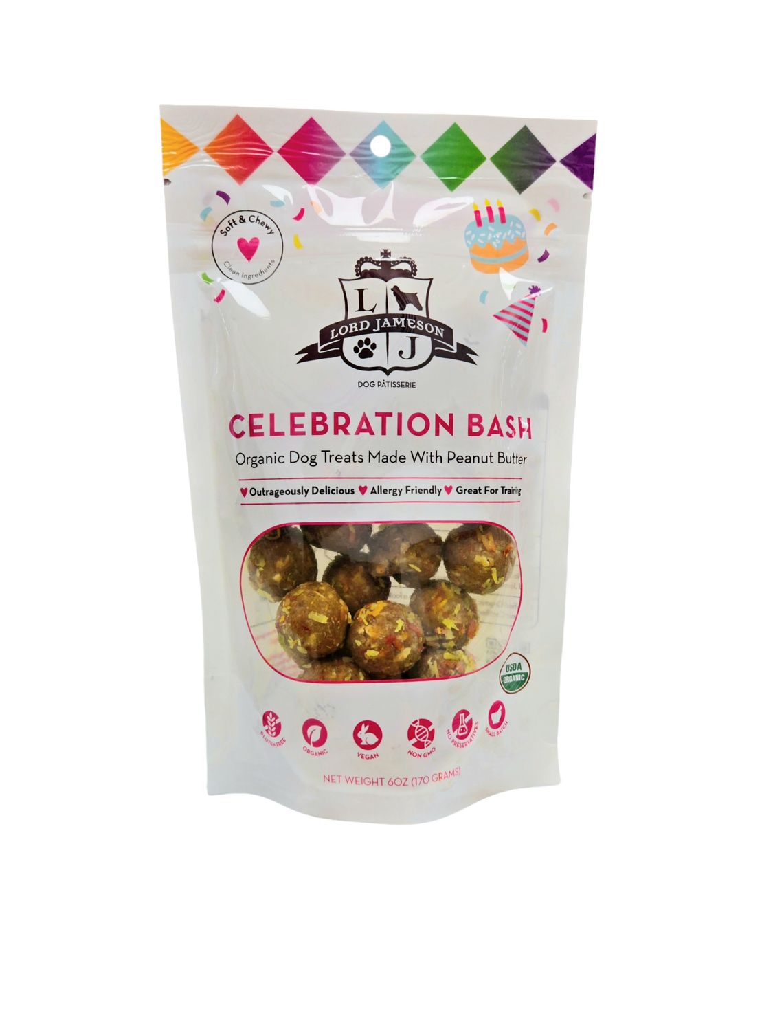 Lord Jameson Celebration Bash Organic Dog Treats Made with Peanut Butter 6 oz