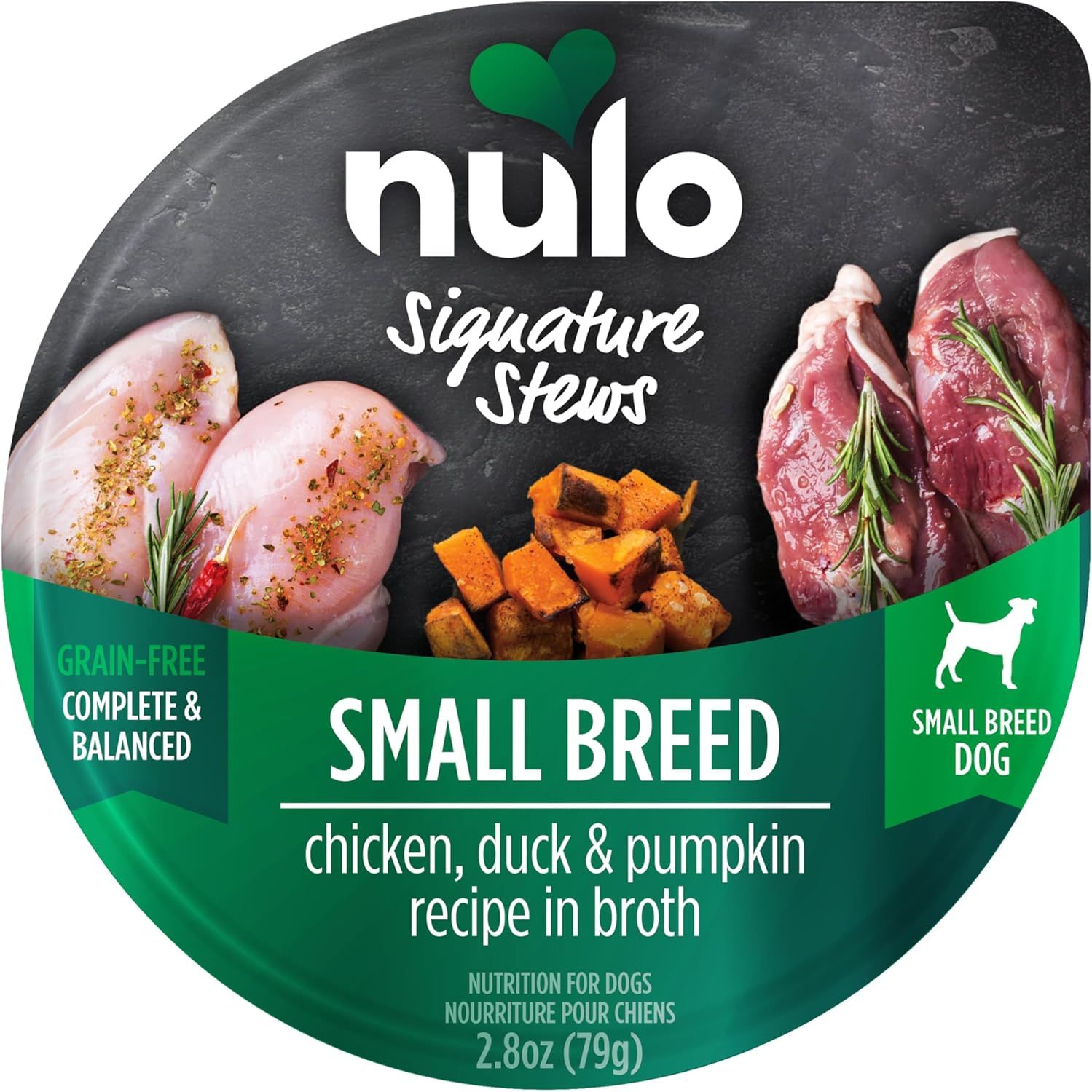 Nulo Signature Stews Small Breed Chicken, Duck, &amp; Pumpkin Recipe in Broth 2.8 oz single