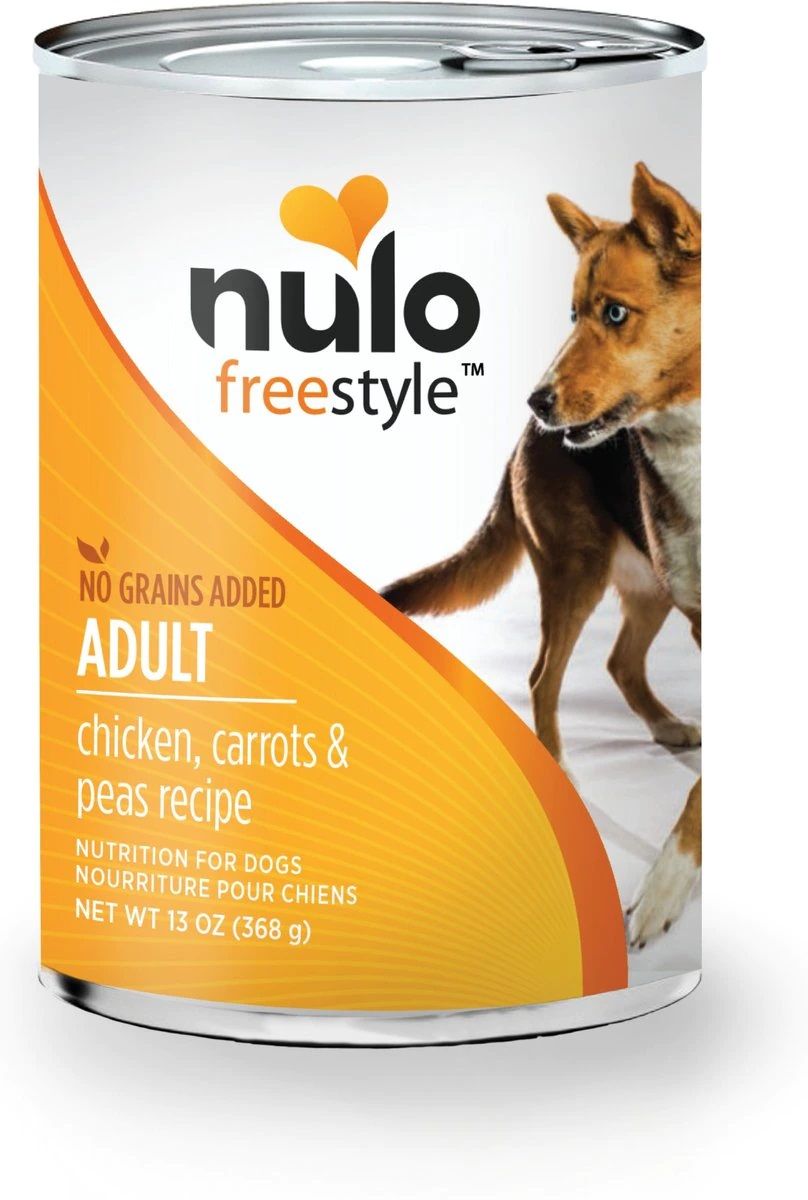 Nulo Can FreeStyle Grain Free Chicken Carrots Peas Pate Adult Dog Food 13oz single