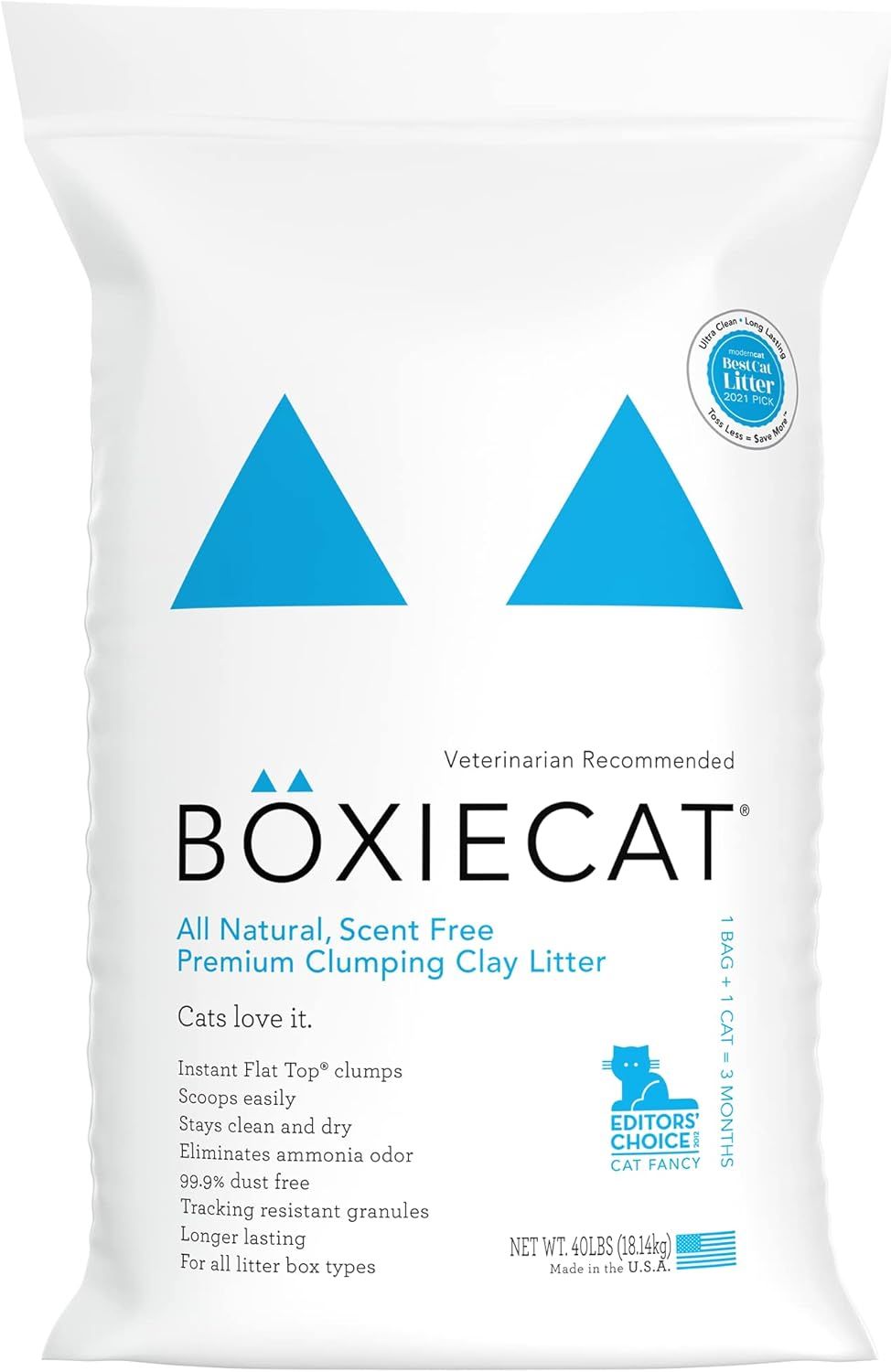 Boxie Cat All Natural Scent Free Premium Clumping Clay Litter 40 lbs