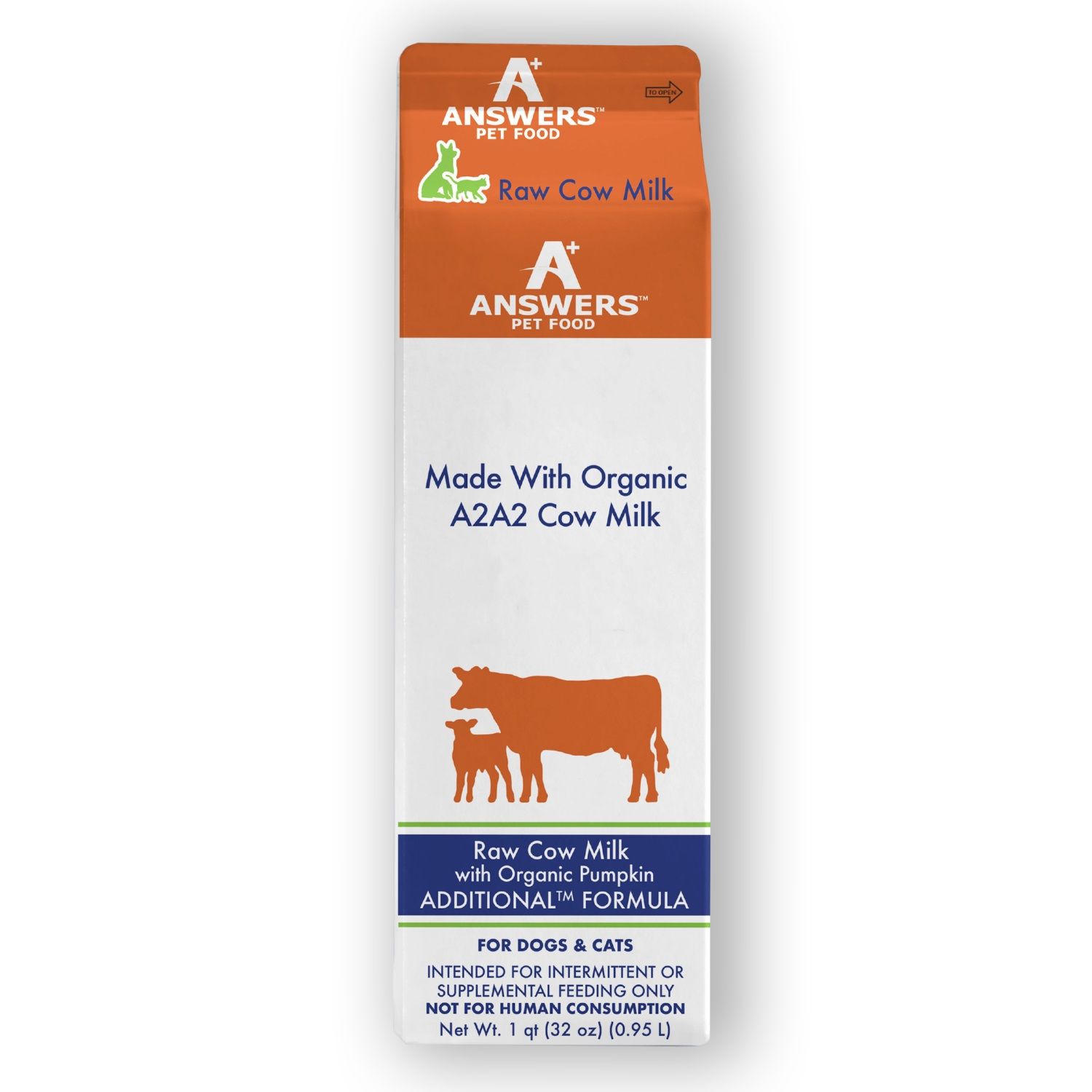 Answers Frozen Organic Raw Cow Milk with Pumpkin 1 Quart
