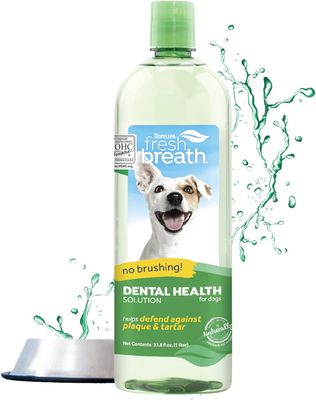TropiClean Fresh Breath Dental Health Solution for Dogs 16 oz
