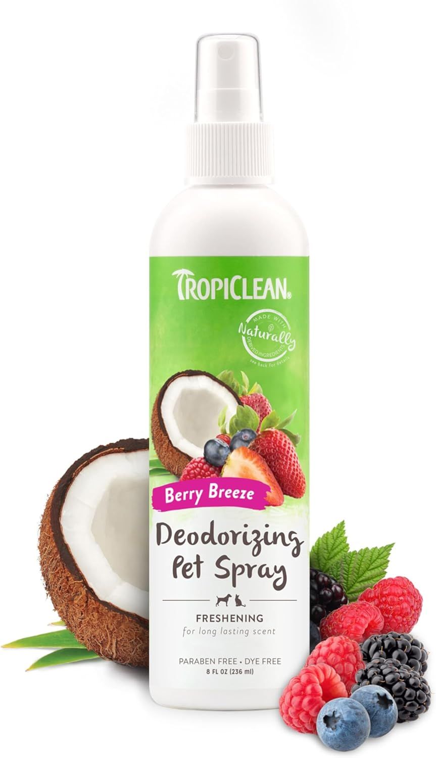Tropiclean Pet Spray Deodorizing Spray Berry Breeze Freshening 8 oz