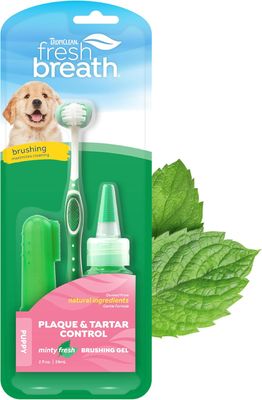Tropiclean Fresh Breath Oral Care Toothbrush &amp; Toothpaste Puppy Kit