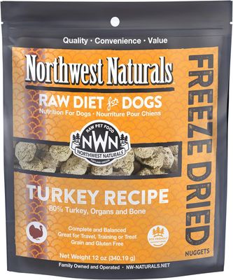 Northwest Naturals Freeze Dried Raw Diet for Dogs Turkey Recipe Dog Food 12 oz