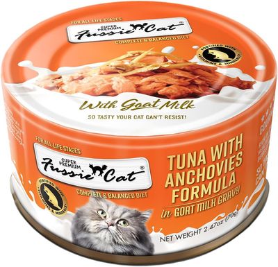 Fussie Cat Can Super Premium Tuna w/Anchovies in Goat Milk 2.47oz single