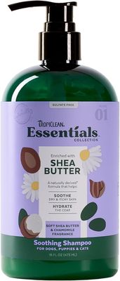 TropiClean Essentials Shea Butter Shampoo for Dogs Puppies &amp; Cats 16 oz