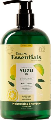 TropiClean Essentials Yuzu Oil &amp; Melon Fragrance Moisturizing Shampoo for Dogs 16 oz