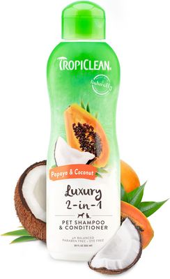 TropiClean Luxury 2 in 1 Papaya &amp; Coconut Pet Shampoo &amp; Conditioner 20 oz