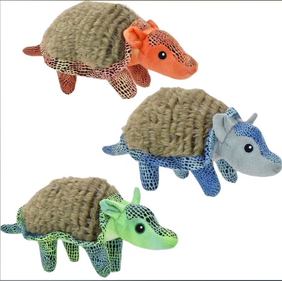 Multipet Armadillo Assorted Colors Plush Squeaky Dog Toy 12 inches