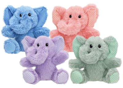 Multipet Elephant Mini Pet Assorted Colors Plush Squeaky Dog Toy 5 inches