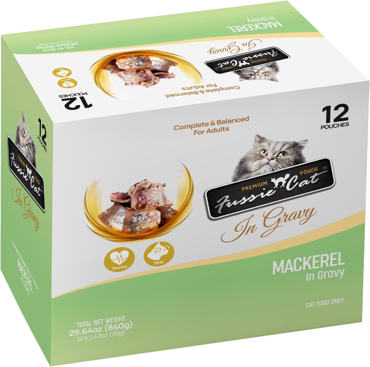 Fussie Cat Premium Pouch Mackerel In Gravy 2.47 oz Case of 12