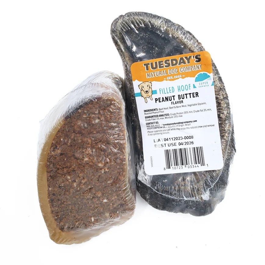 Tuesday&#39;s Natural Dog Company Stuffed Hooves Peanut Butter Flavor