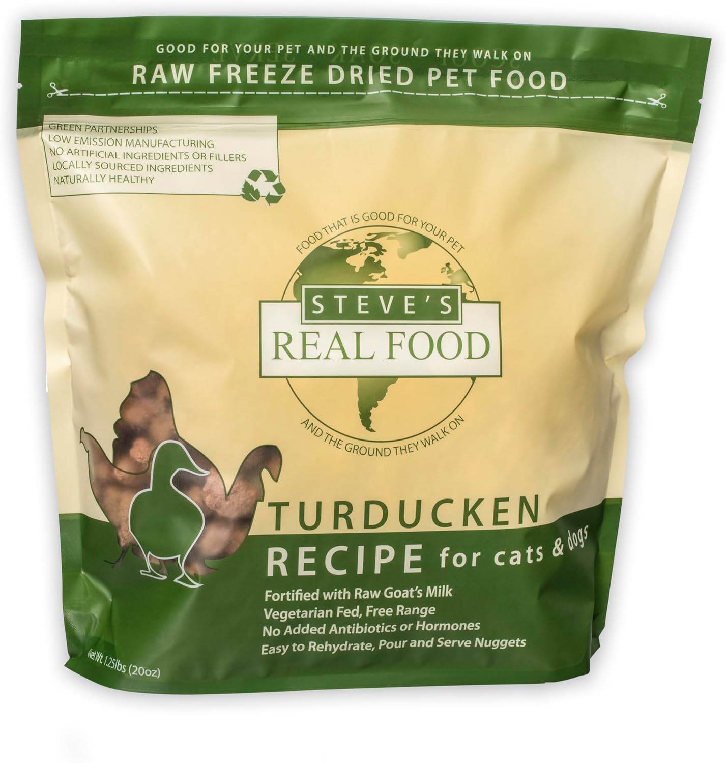 Steve&#39;s Real Food Freeze-Dried Raw Nuggets Turducken 1.25 lbs