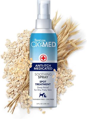 Tropiclean Oxymed Anti Itch Medicated Soothing Spray Spot Treatment 8 oz