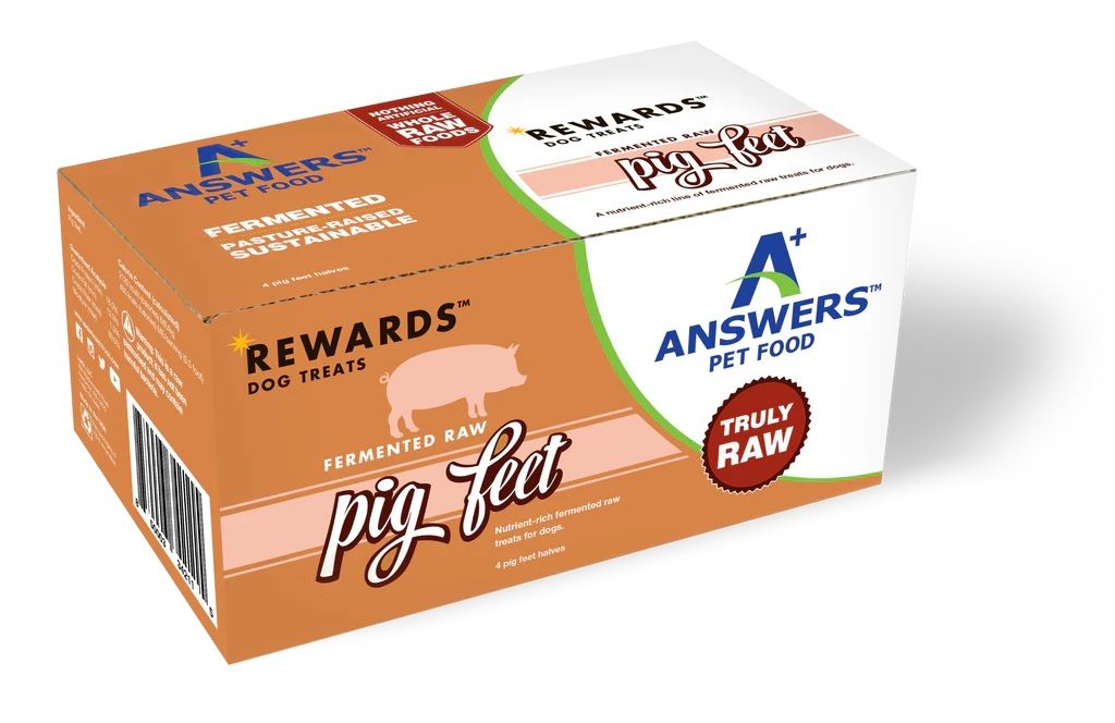 Answers Rewards Frozen Fermented Raw Pig Feet Dog Treats 4 Count
