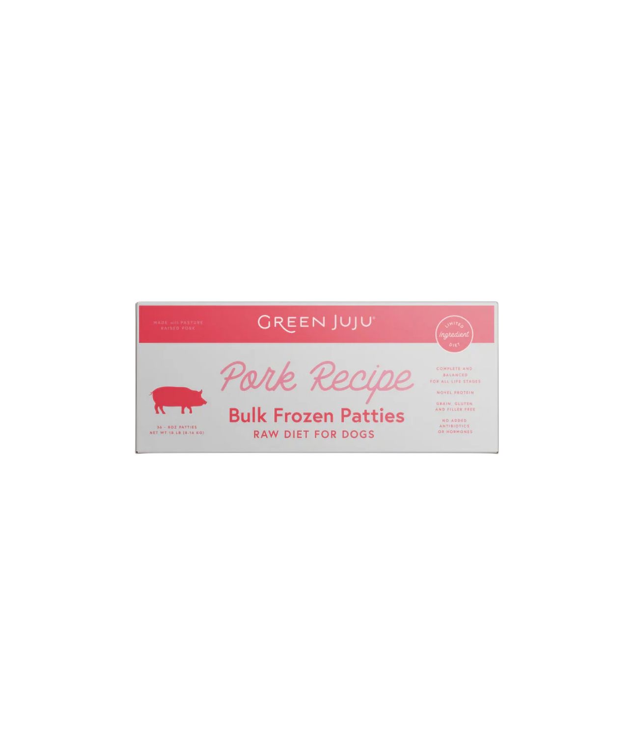 Green Juju Frozen Pork Patties 18 lbs