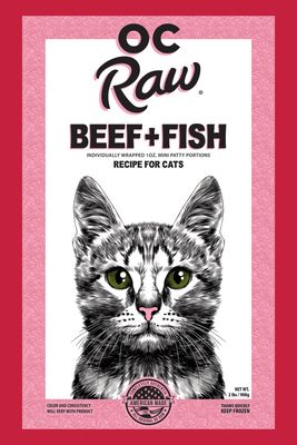 OC Raw Beef &amp; Fish Recipe Frozen Raw All Life Stages Cat Food 2 lbs