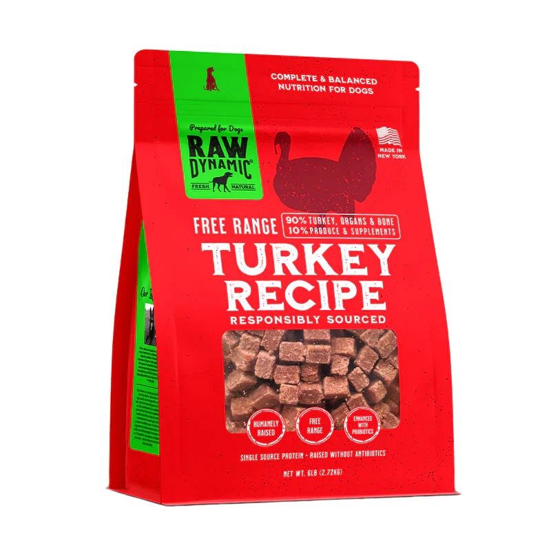 Raw Dynamic Free Range Turkey Recipe Frozen Dog Food 6 lbs