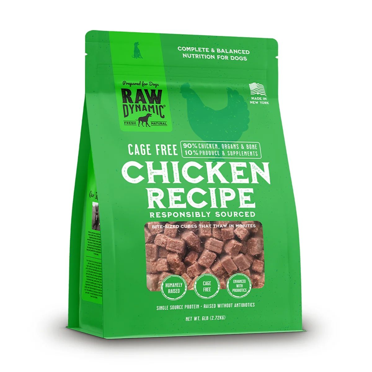 Raw Dynamic Free Range Chicken Recipe Frozen Dog Food 6 lbs