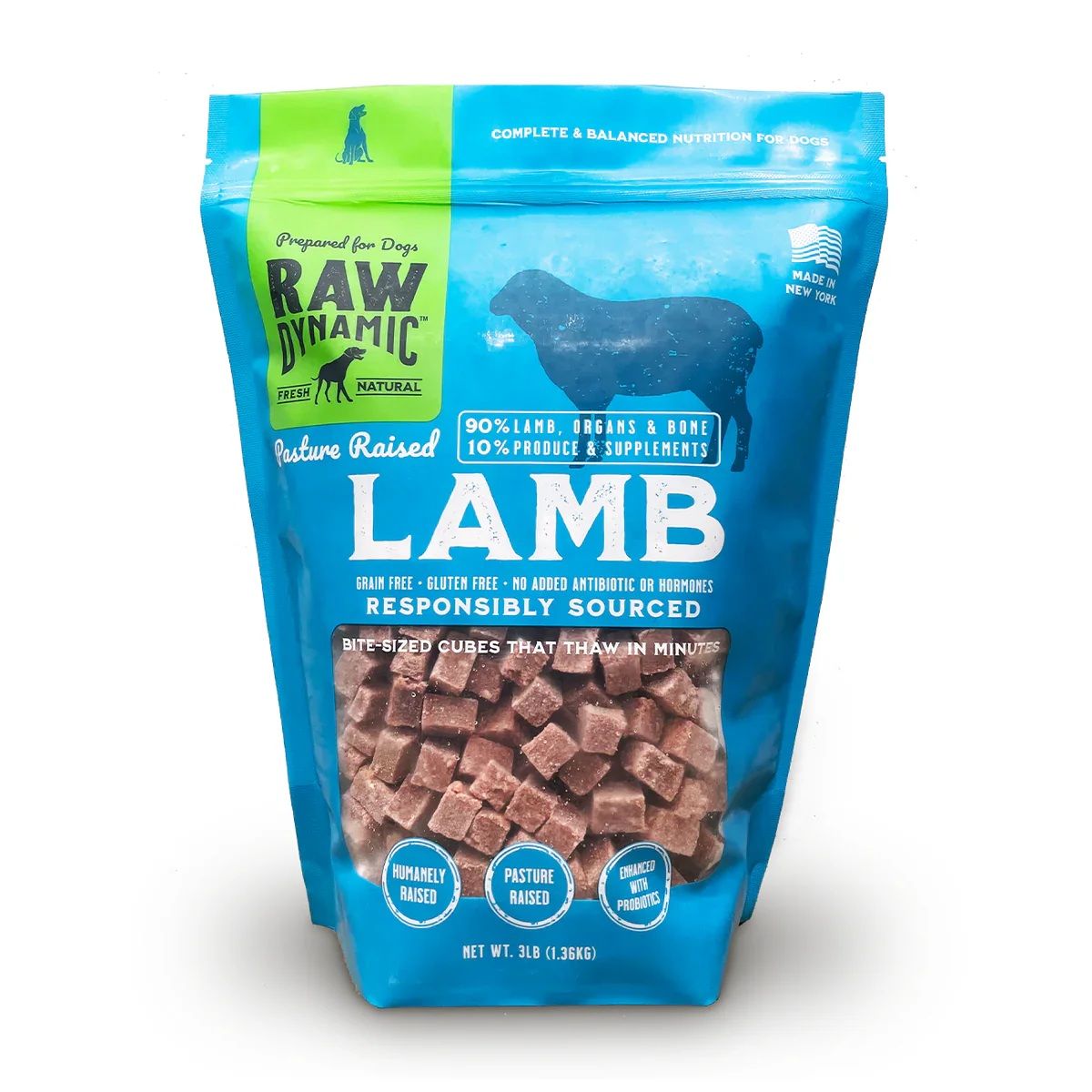 Raw Dynamic Frozen Dog Food Free Range Lamb 3 lbs