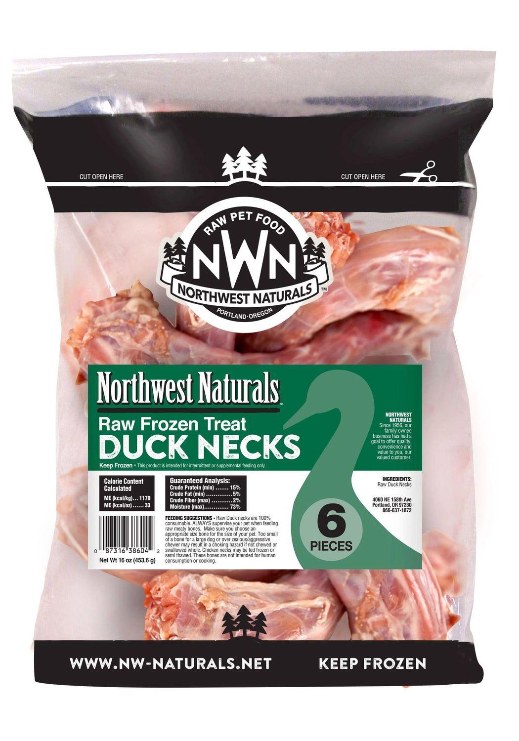 Northwest Naturals Frozen Raw Duck Necks 6 Count