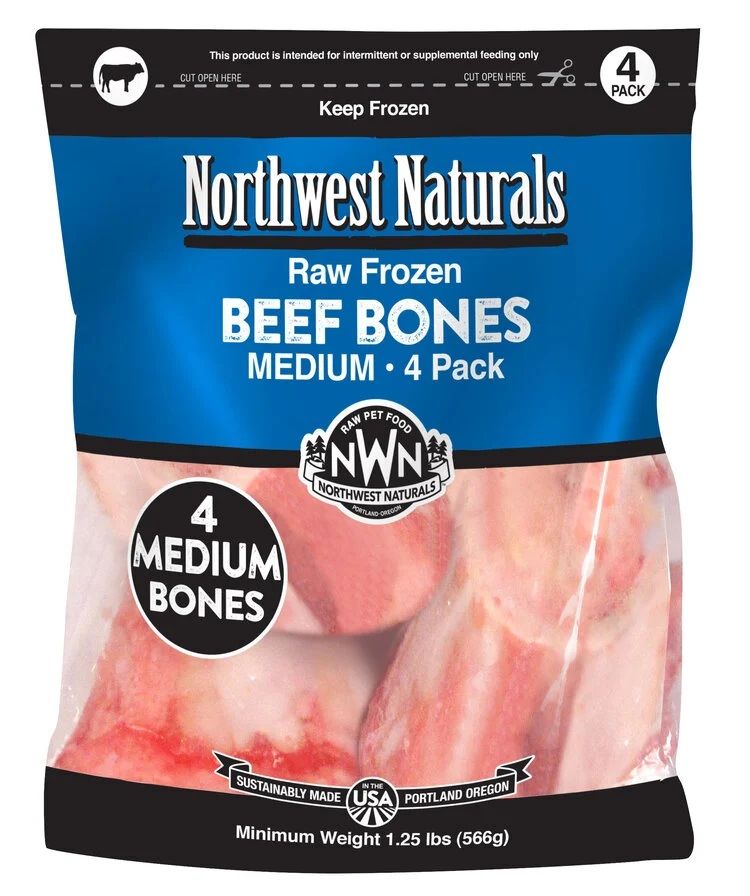 Northwest Naturals Frozen Raw Beef Bones Medium 3 to 5 inches 4 Pack