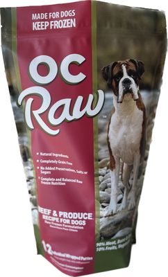 OC Raw Dog Frozen Food Beef &amp; Produce Patties 6 lbs
