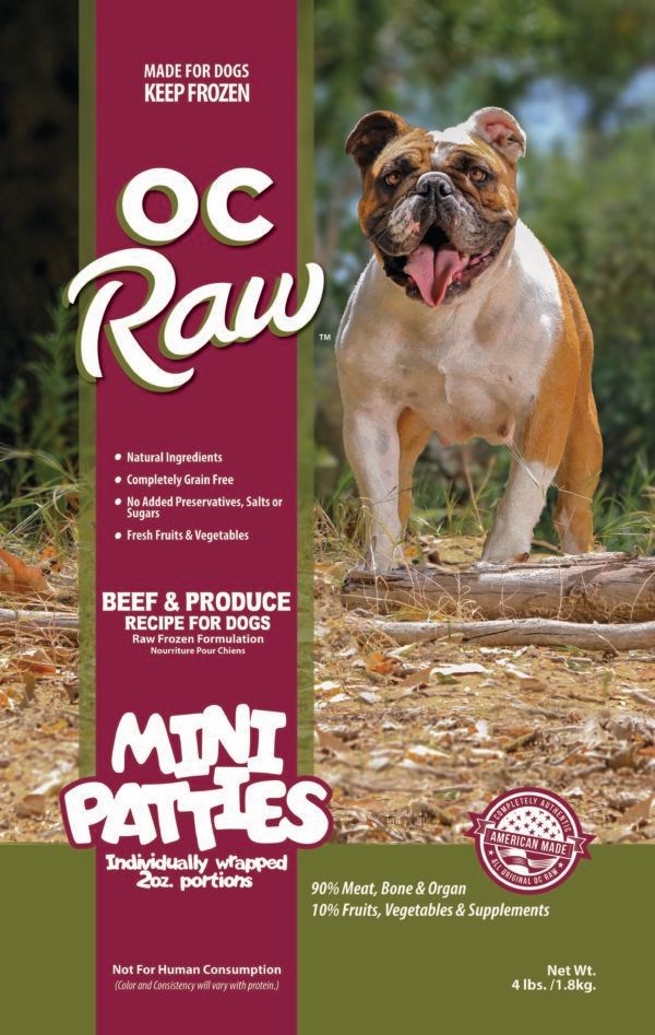 OC Raw Dog Frozen Food Beef &amp; Produce Mini Sliders 4 lbs