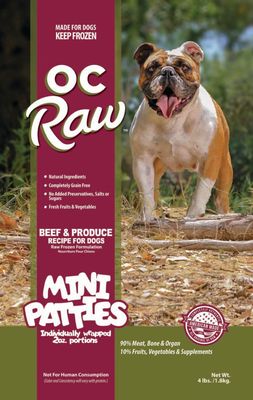 OC Raw Dog Frozen Food Beef &amp; Produce Mini Sliders 4 lbs