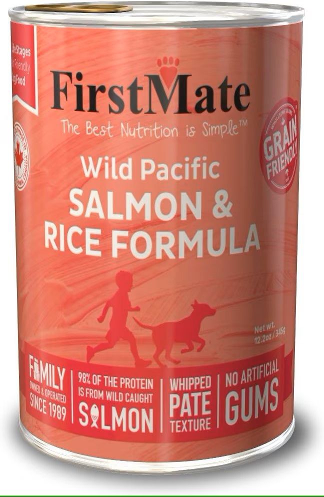 First Mate Wild Pacific Salmon &amp; Rice Formula Grain Friendly Dog Food 12.2 oz single