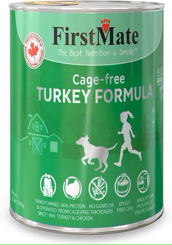 First Mate Cage Free Turkey Formula Grain Free Wet Dog Food 12.2 oz Case of 12 single