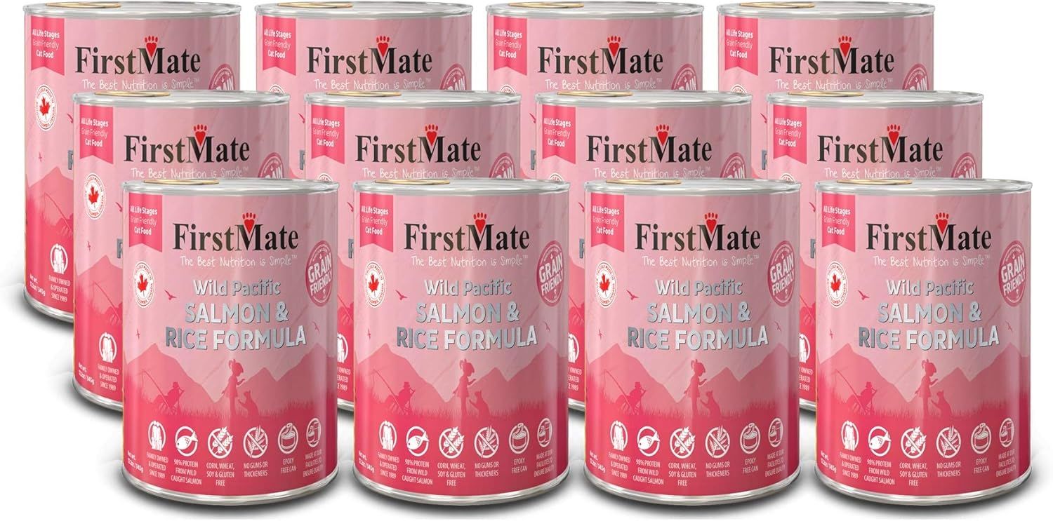 First Mate Wild Pacific Salmon &amp; Rice Formula Grain Friendly Dog Food 12.2 oz Case of 12