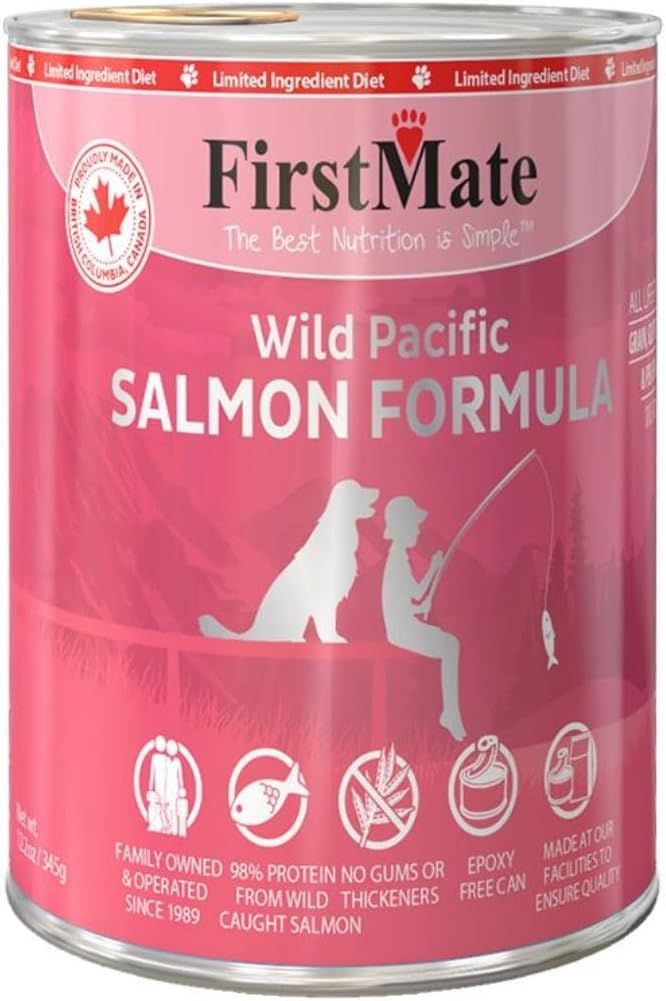 First Mate Wild Pacific Salmon Formula Grain Free Dog Food 12.2 oz Case of 12