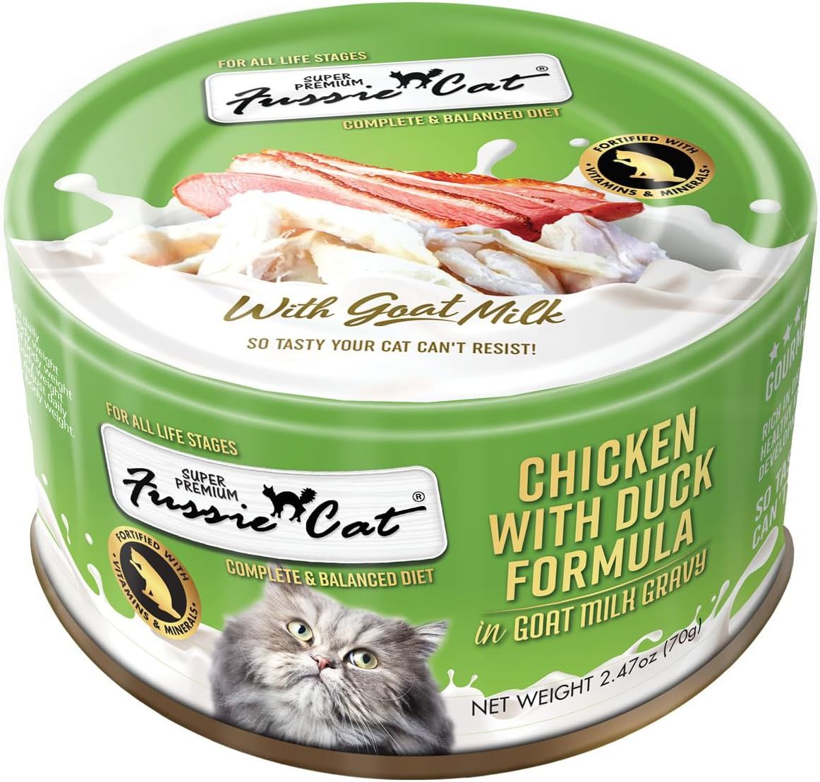 Fussie Cat Can Super Premium Chicken with Duck Formula in Goat Milk 2.47oz