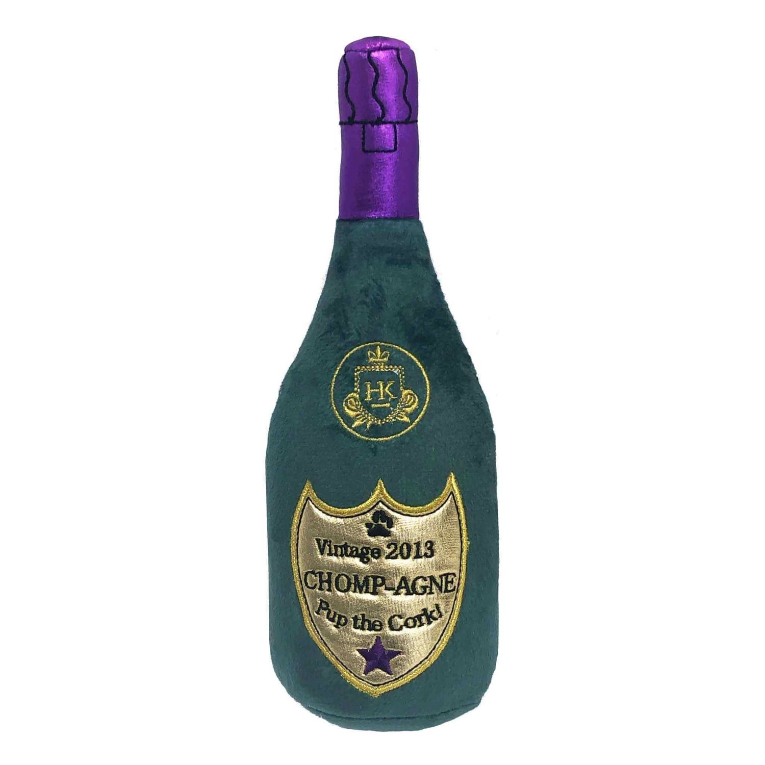 Lulubelles Power Plush Vintage Chomp-agne Bottle Dog Toy