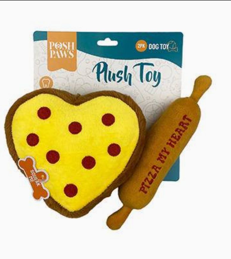 Posh Paws Pizza Rolling Pin Plush Dog Toy