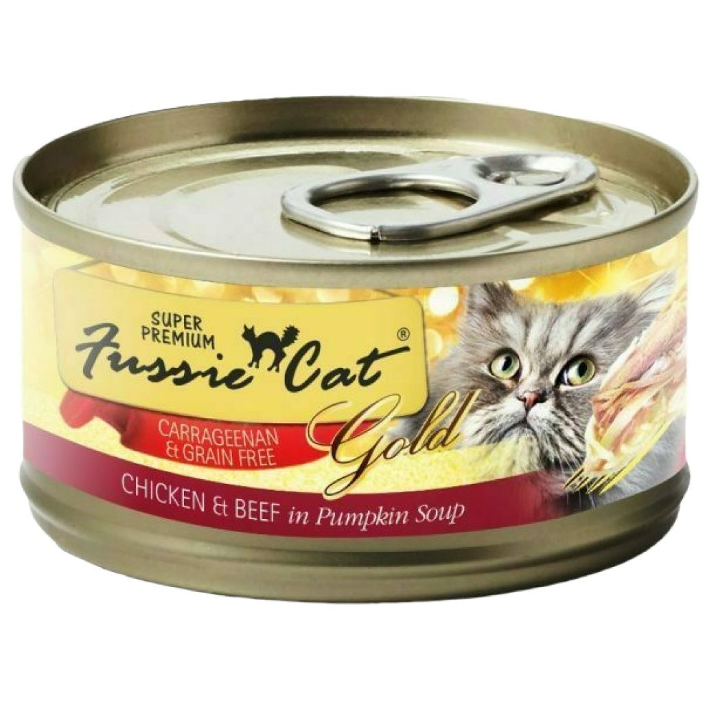 Fussie Cat Can Super Premium Chicken &amp; Beef in Pumpkin Soup 2.82 oz single