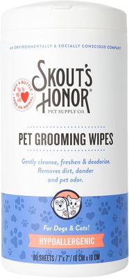 Skout's Honor Hypoallergenic Pet Grooming Wipes for Cats &amp; Dogs 80 count