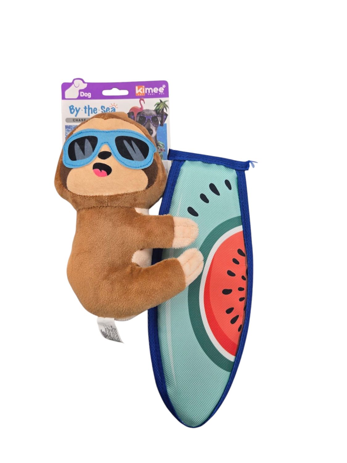 Kimee By The Sea Sloth Hugging Surfboard Plush Dog Toy