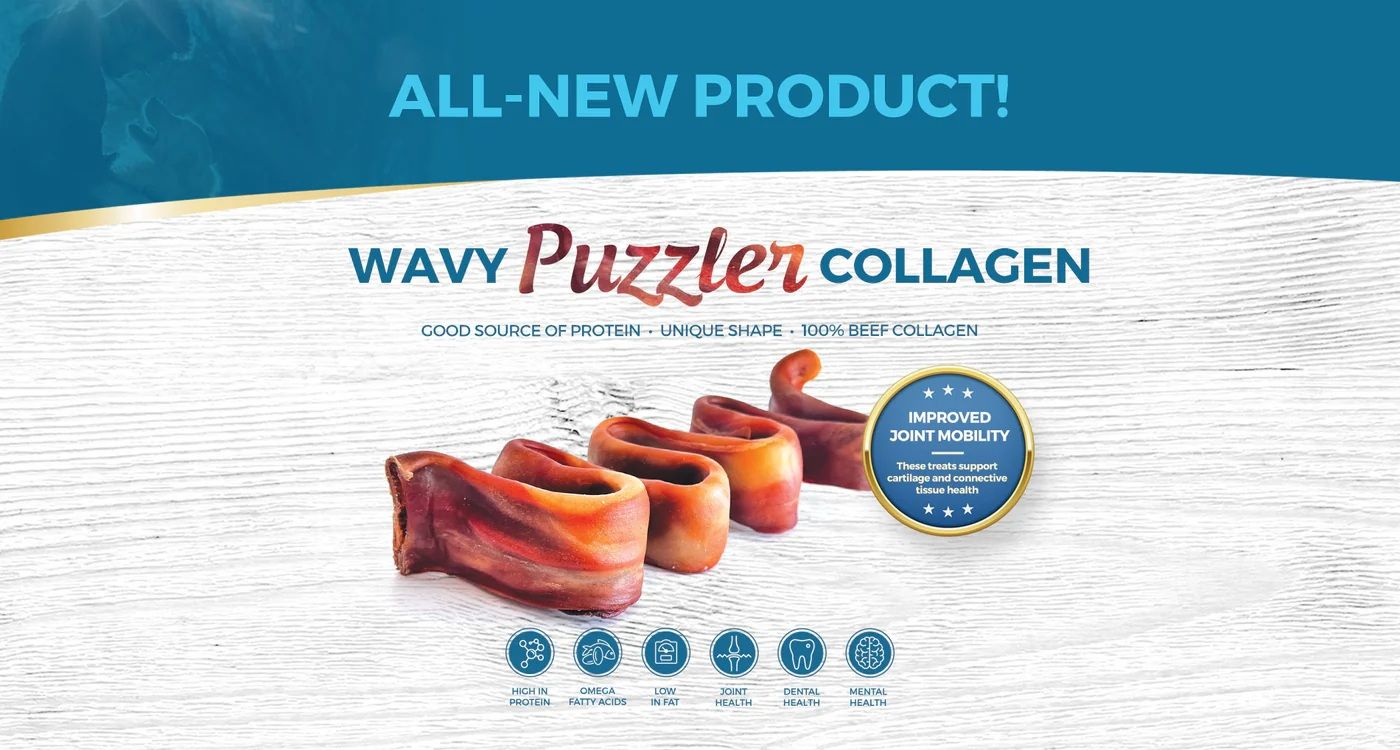 Home Range Beef Collagen Wavy Puzzler 10-12&quot; inches Dog Chew Case of 20 single