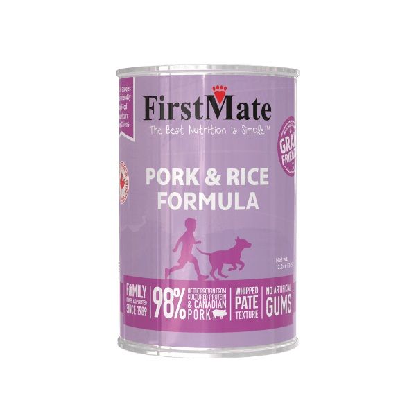 First Mate Pork &amp; Rice Formula Grain Friendly Wet Dog Food 12.2 oz Case of 12